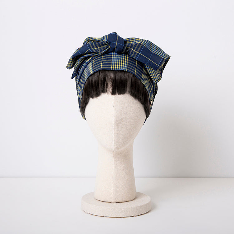 SCARF HAT (M) / Checked-Navy – BAREN（バレン）