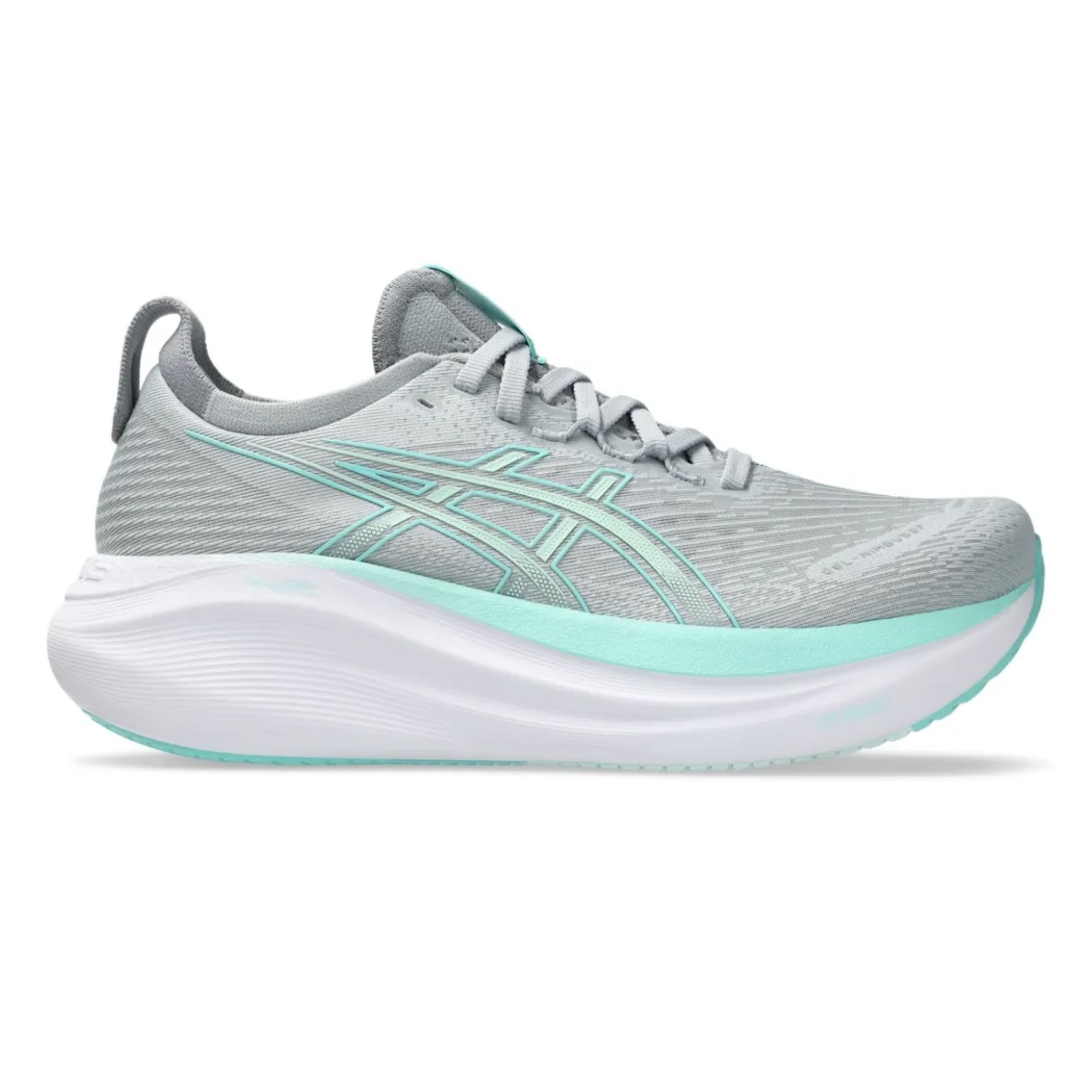 Tênis Asics Gel-Nimbus 27 Feminino - Cinza/Verde - Bayard Esportes