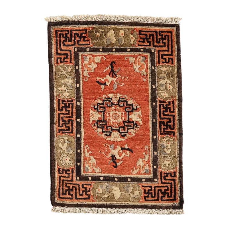 超大判168×290 メダリオンくすみレッドボタニカルトルコヴィンテージラグ