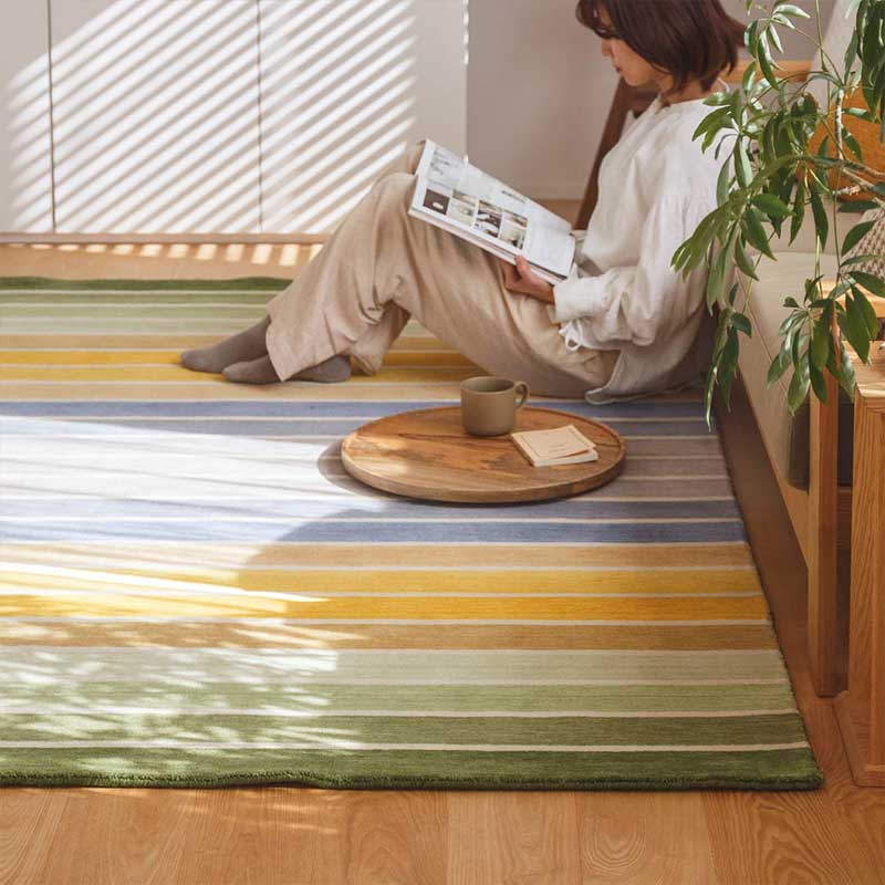 天然素材の厚手ウールラグ [ハグみじゅうたん]フレッシュボーダー