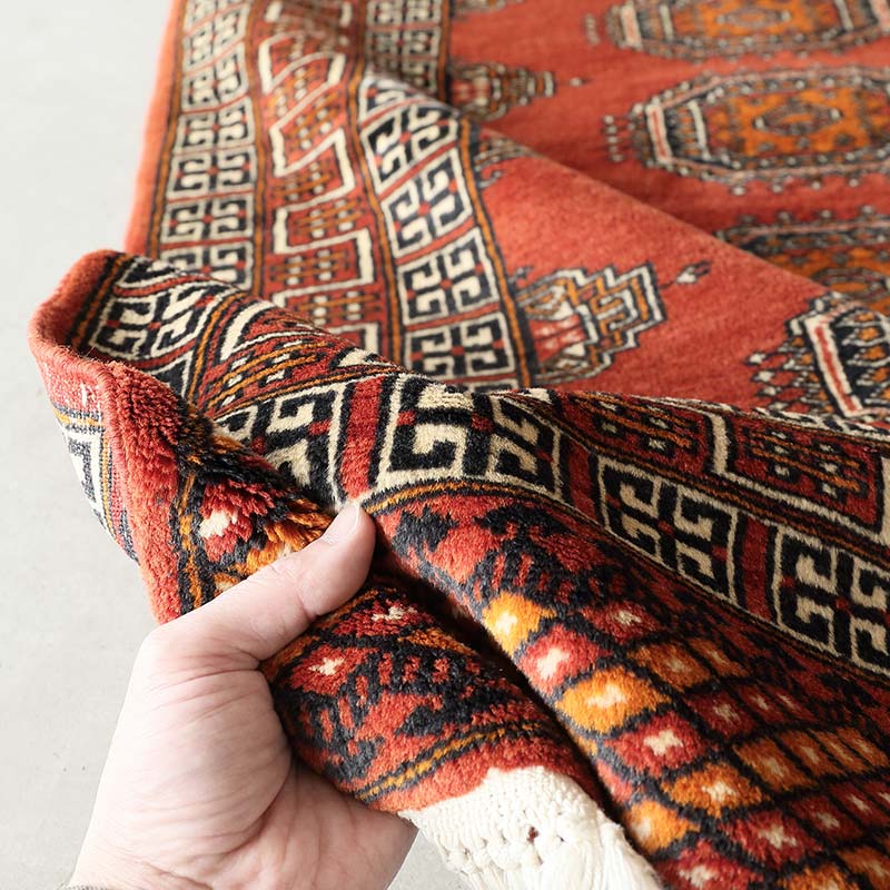 ヴィンテージラグトライバルラグパキスタン手織絨毯203.5×119cm