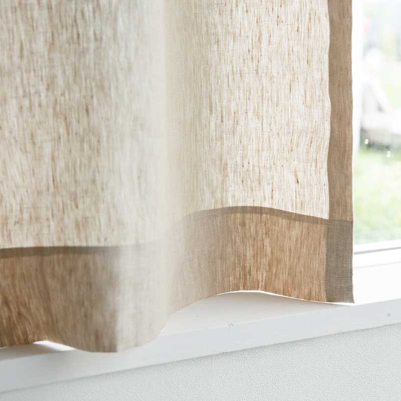 光沢のある既成サイズリネンカーテン [ナチュラル Chintz] リネン100