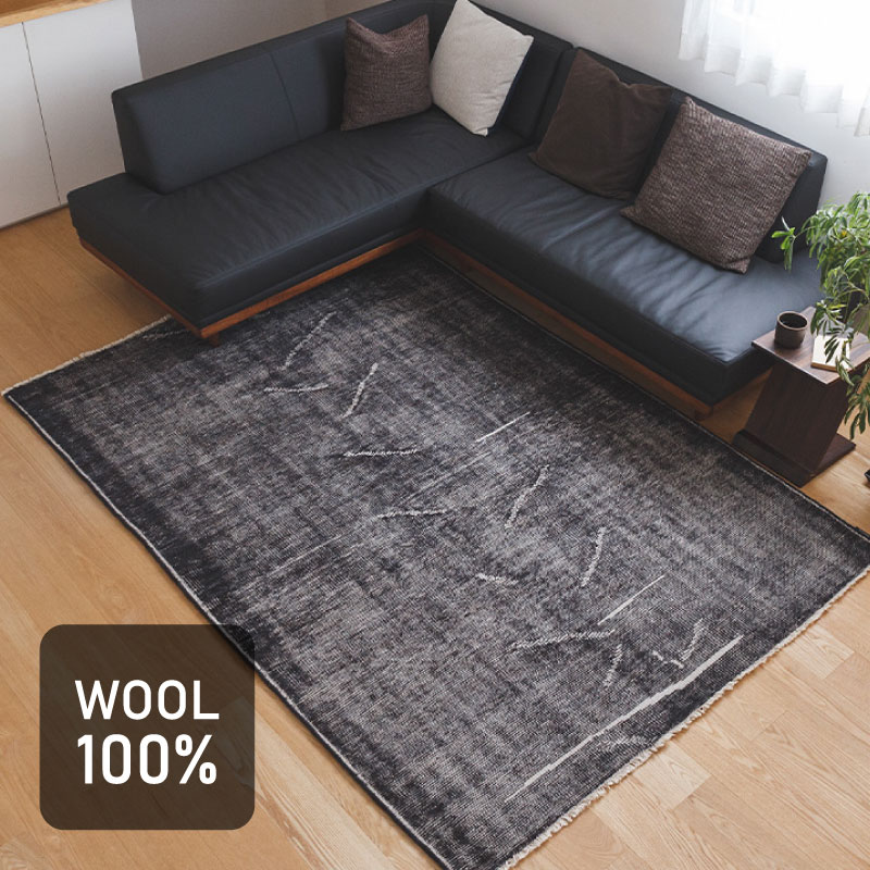 ヴィンテージ 手織り ランナーラグ 70×285cm ウール100% ヴィンテージ