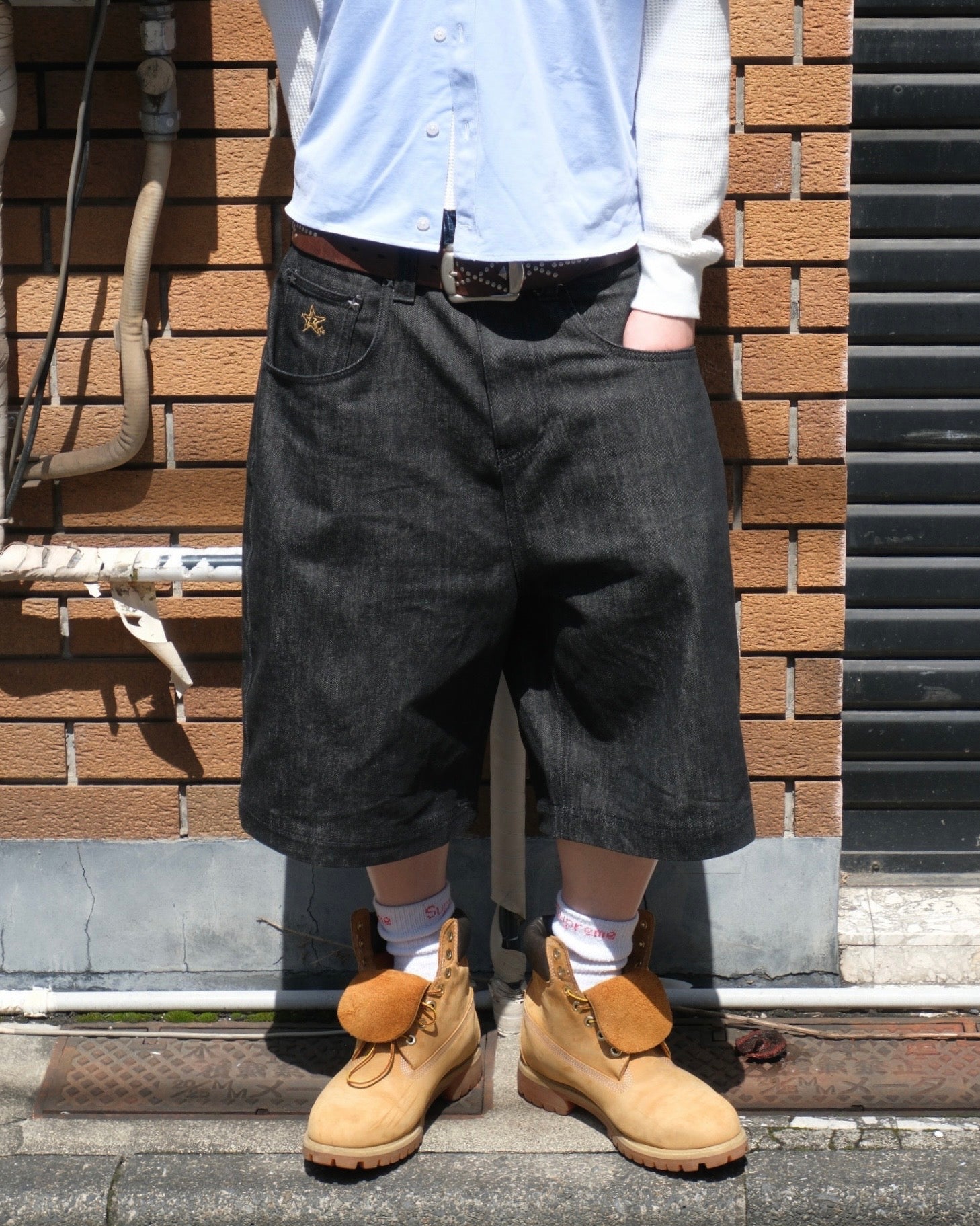 Star logo rigid Denim Jorts – BELVET