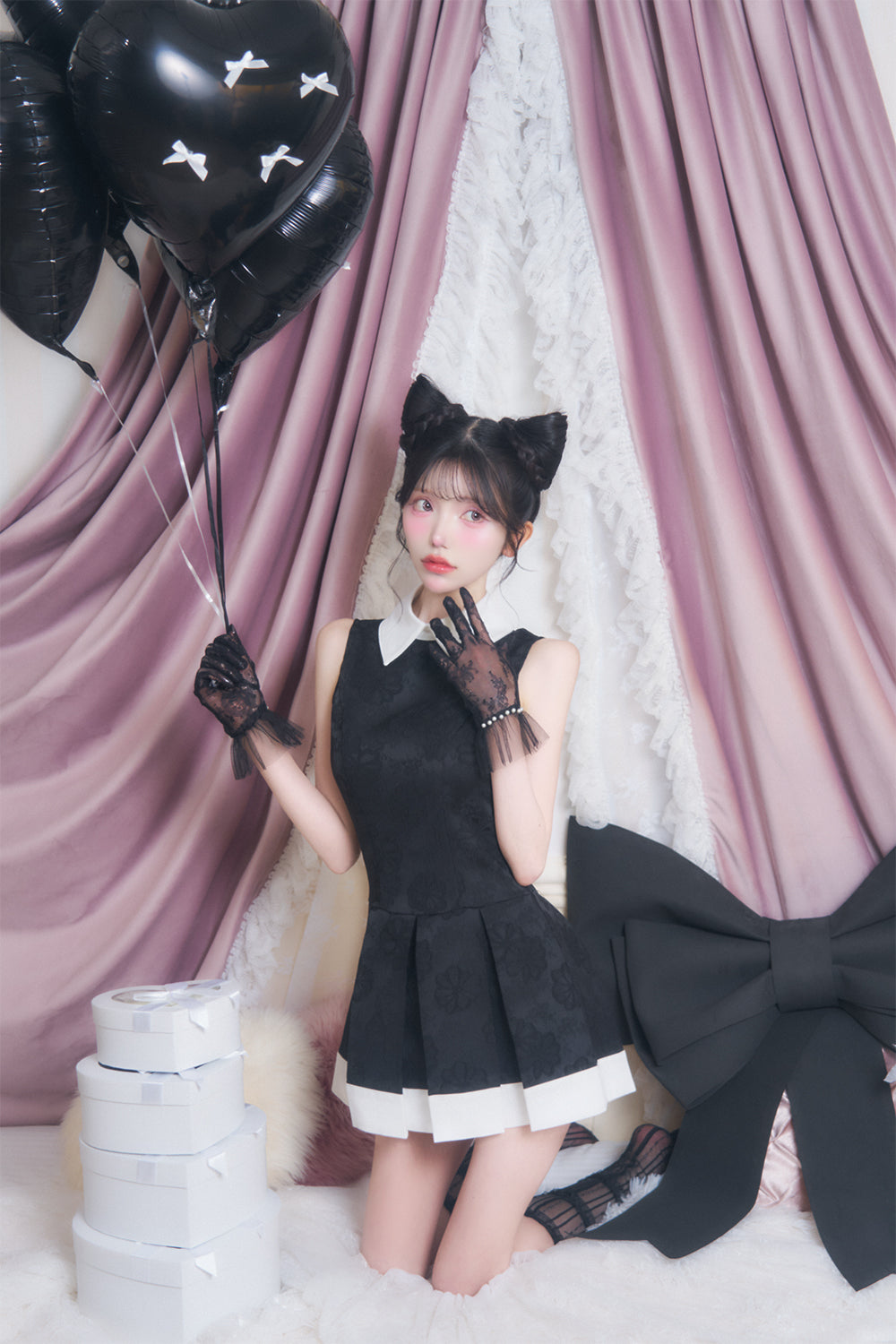 ジャガードプリーツワンピース