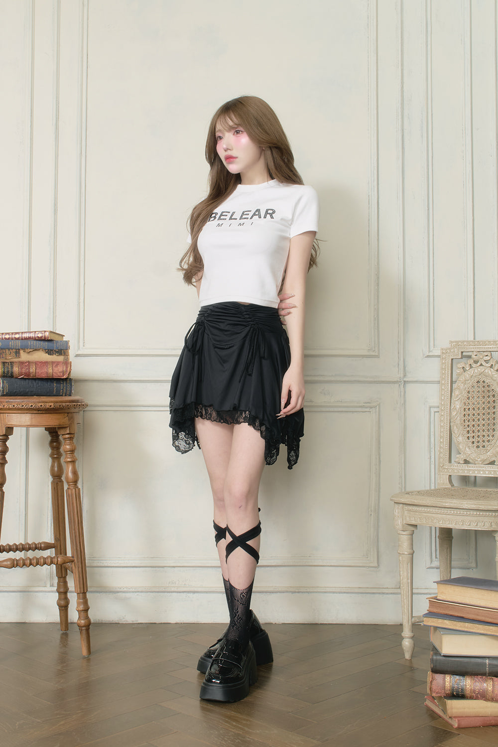 BELEAR MIMI（ベリアミミ）】カットヘムレーススカート