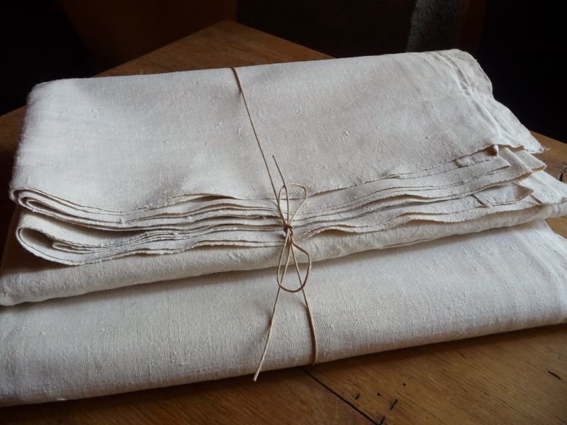フランスアンティーク 1900年 ホームスパン リネンシーツ 220×230cm