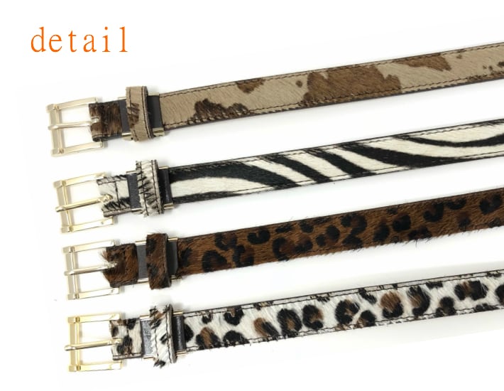 belllabell 牛革毛付 アニマル柄ベルト 20mm幅(rl-ketuki20)