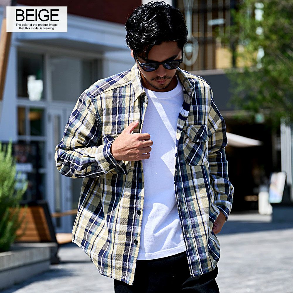 シャツ メンズ ALCARZA(アルカルザ)ヘビーフランネル長袖チェック