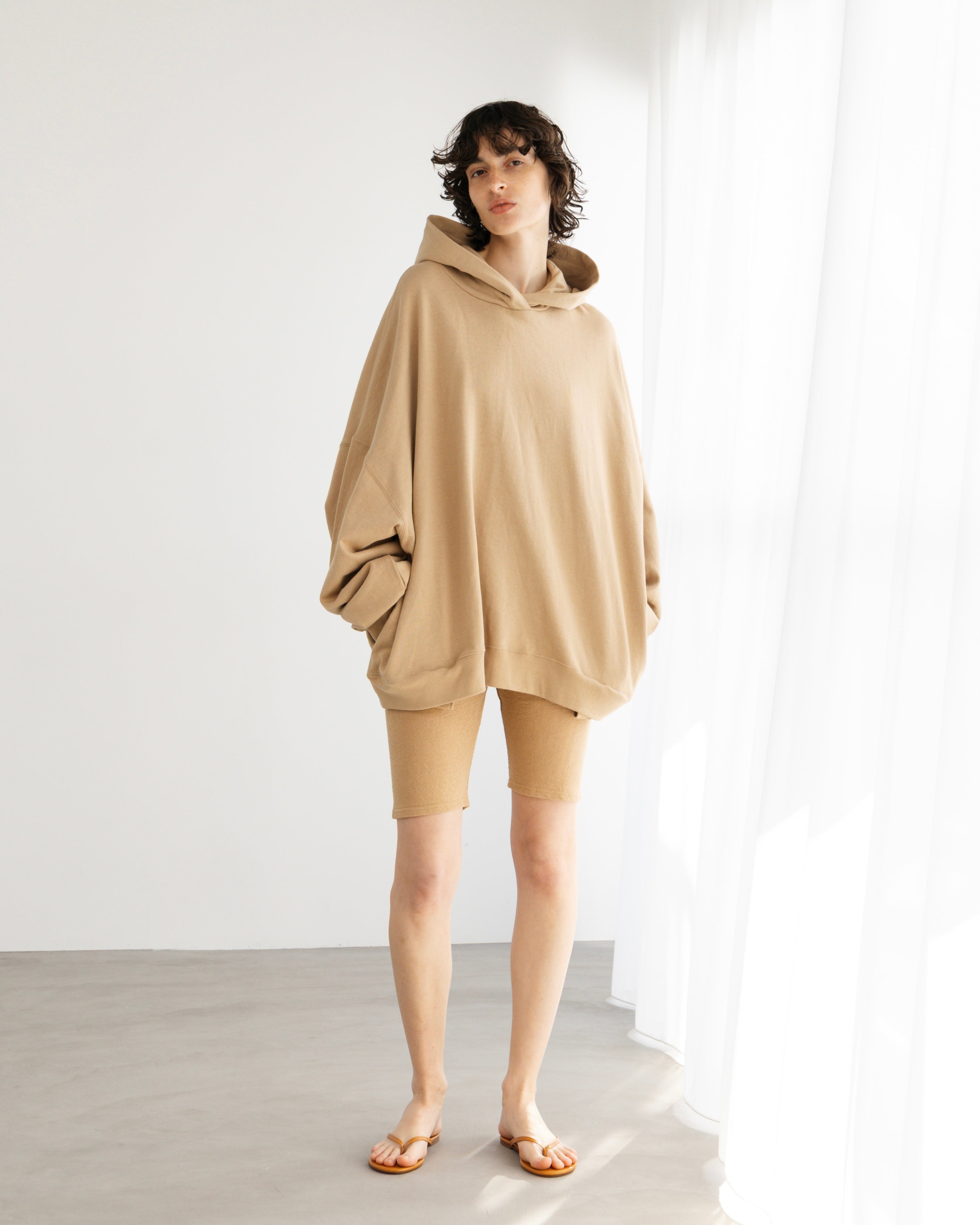 COTTON LINEN RIB SHORT LEGGINGS（コットンリネンリブショート