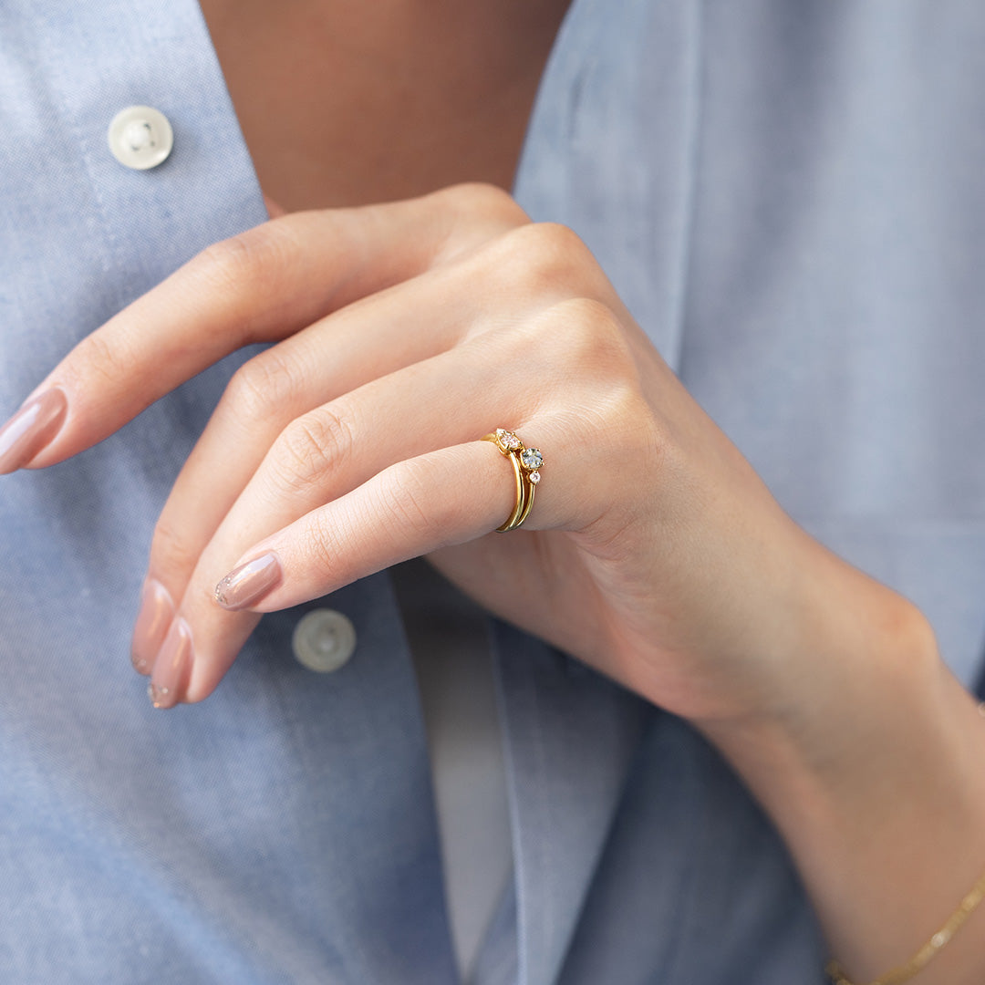 ロイヤルブルームーンストーン×ダイヤモンド×K10/K18/PTピンキーリング