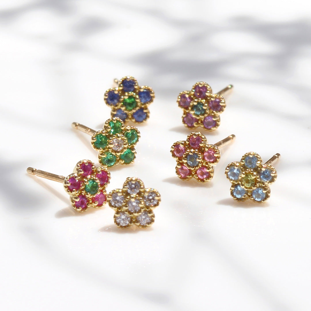 ビズー公式】アクアマリン イエローサファイア K10 K18 ピアス