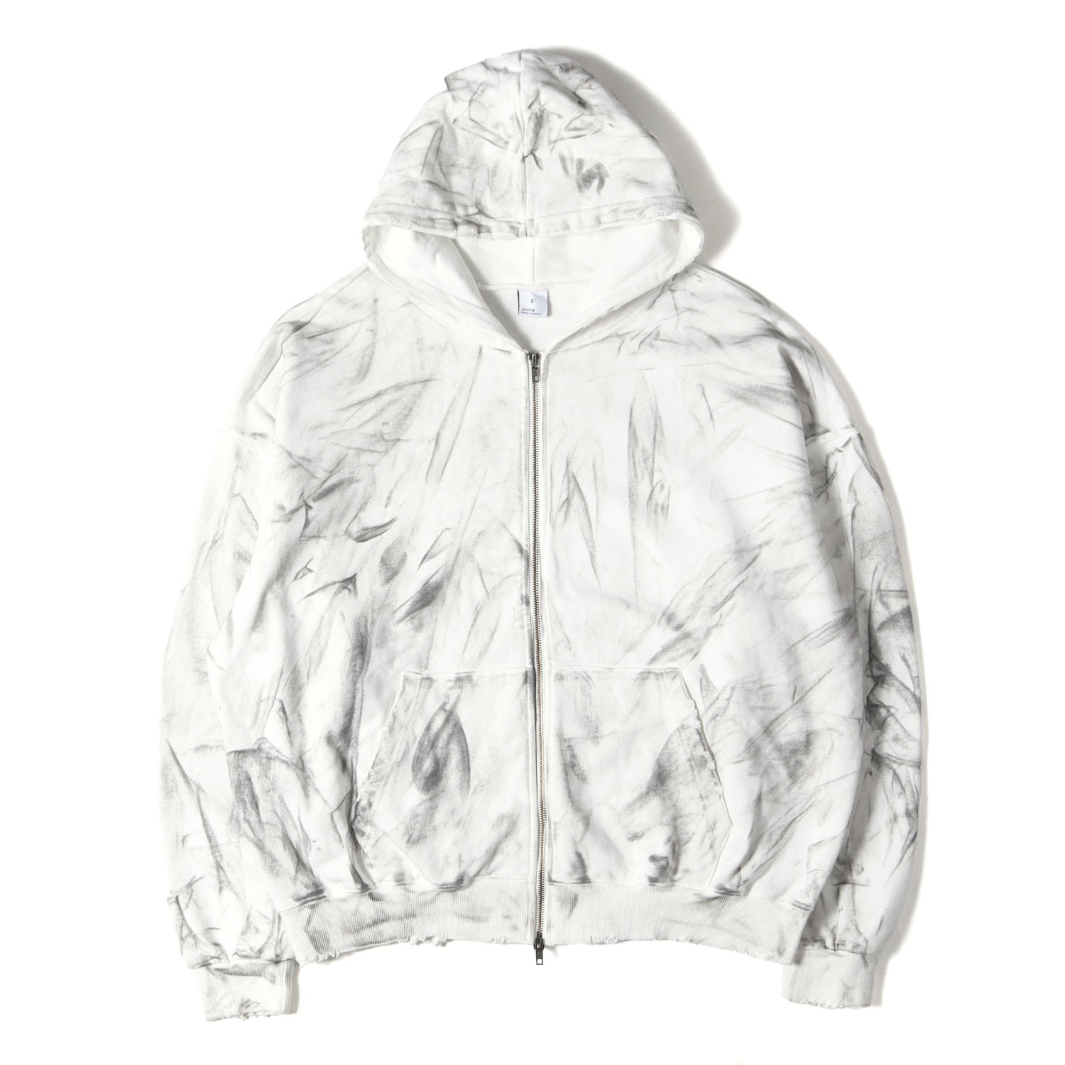 ダメージ加工 転写プリント オーバーサイズ ジップ スウェット