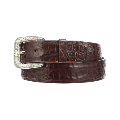 Lucchese Men's Sienna Caiman Ultra Belly Leather Brown Belt