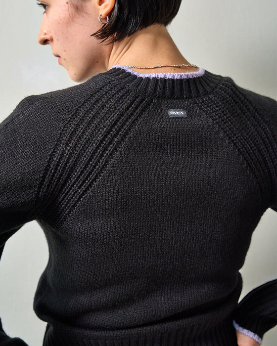 OUTLET】RVCA レディース ZIP THRU KNIT CARDIGAN カーディガン BLK