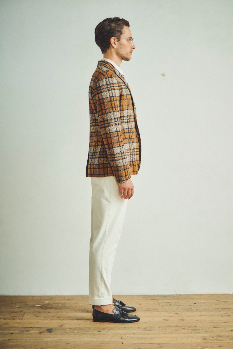 タータンチェックウールジャケット / VAR1 ブラウン BOB JAPAN