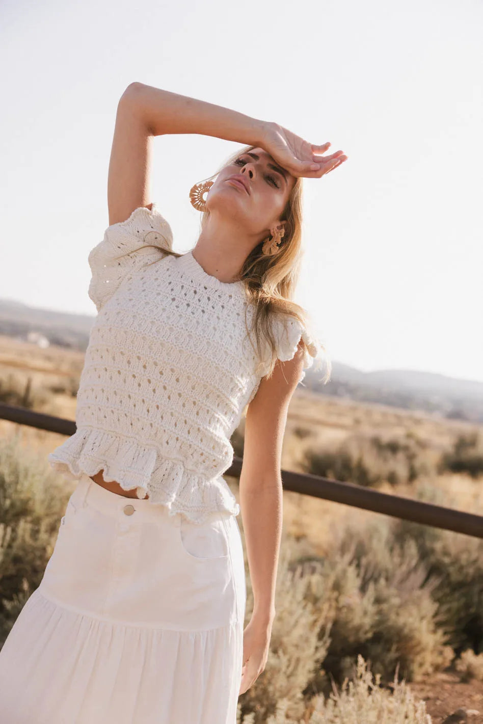Shelly Ruffled Sweater Top in Ivory - FINAL SALE