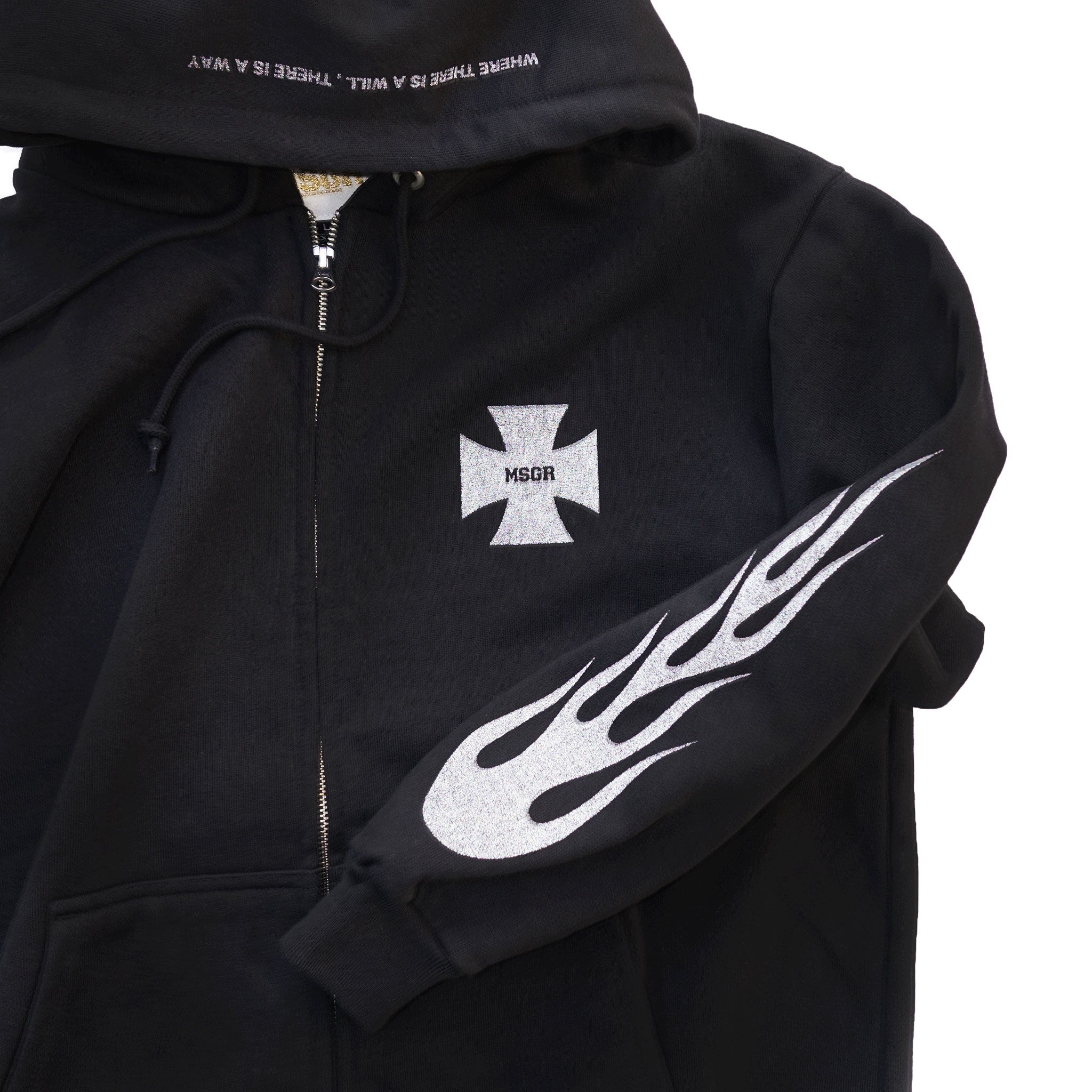 MSGR ジップパーカー / FLAME CROSS REFRECTOR 15oz FLEECE ZIP HOOD
