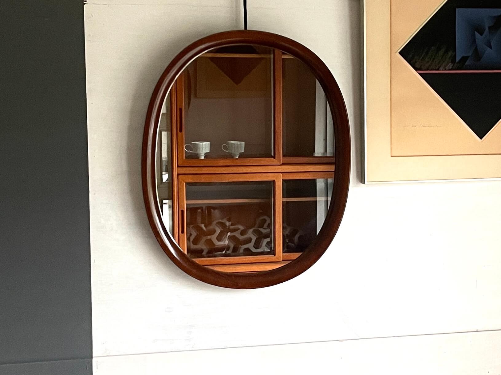 柳宗理 秋田木工 木製 壁掛けミラー 壁掛け鏡 円形 直径約40cm 秋田