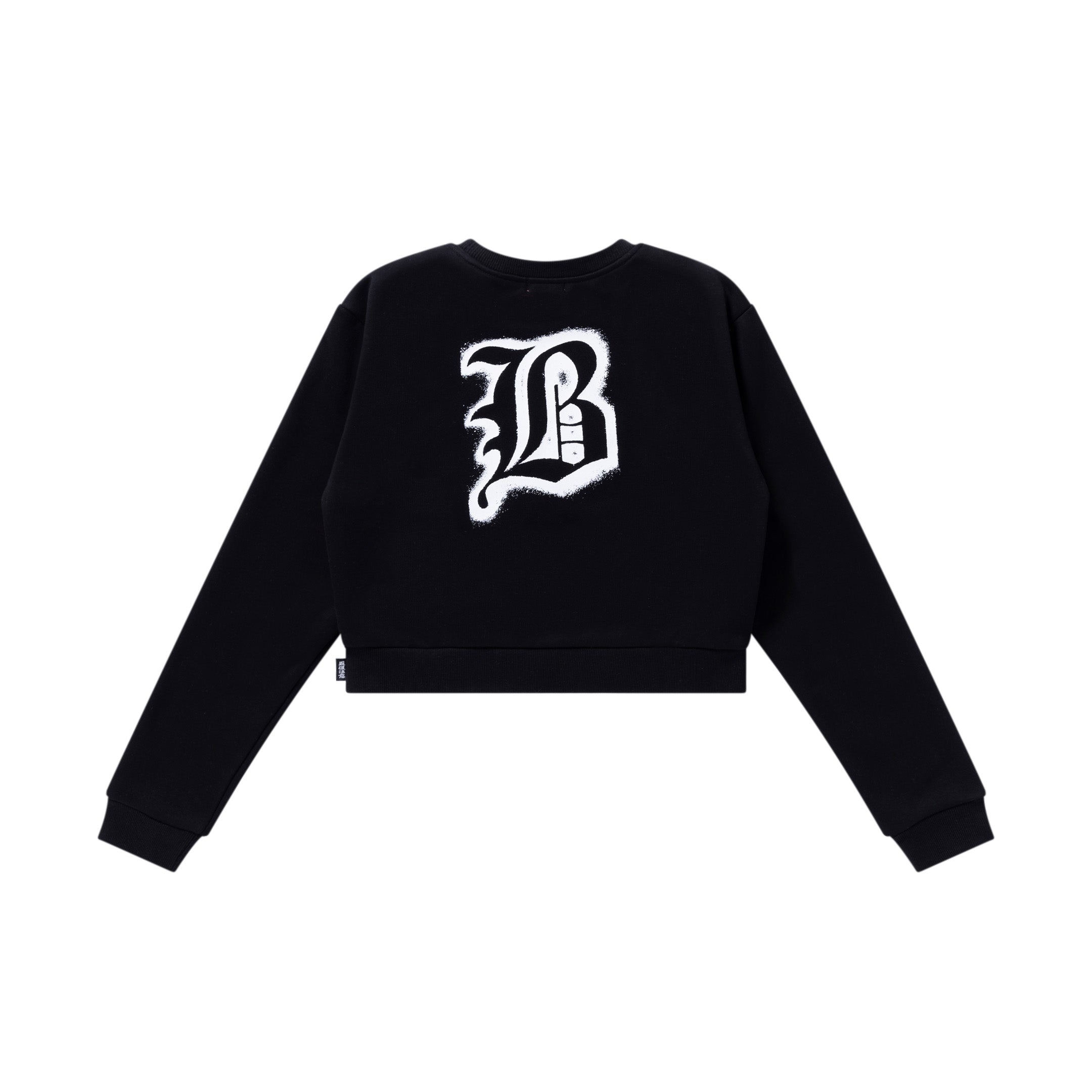KANJI LABEL TYPEFACE CREW SWEAT BLACK M