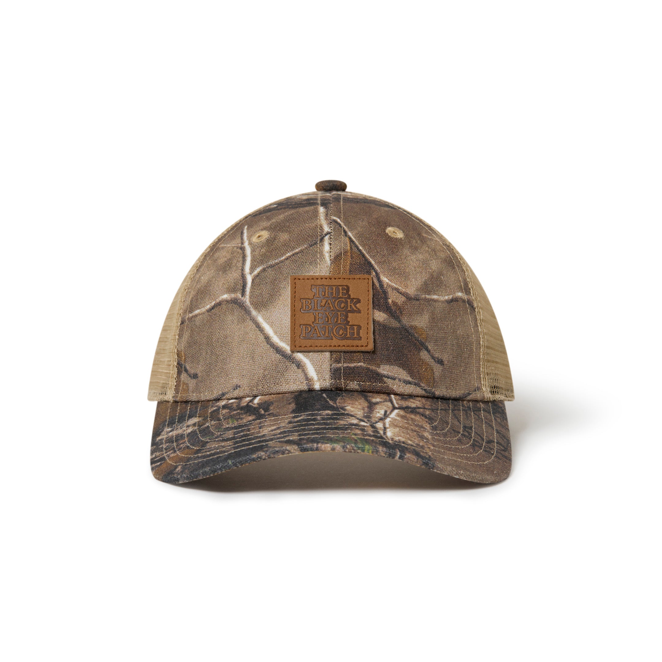 LEATHER PATCHED REAL TREE MESH CAP – BlackEyePatch