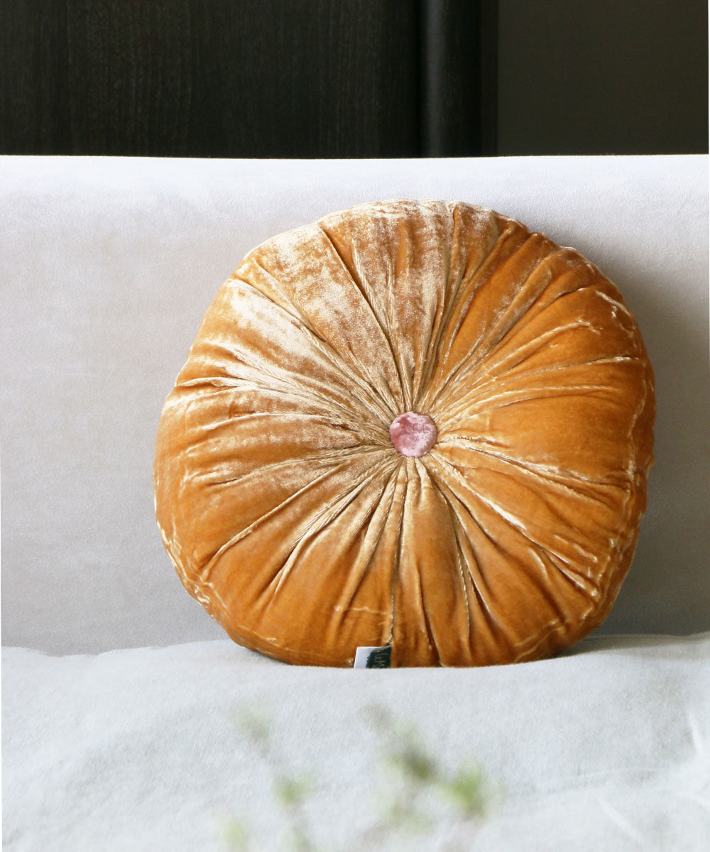 Beatrice LAVAL シルクベロアクッション・ラウンド・イザマルオレンジ