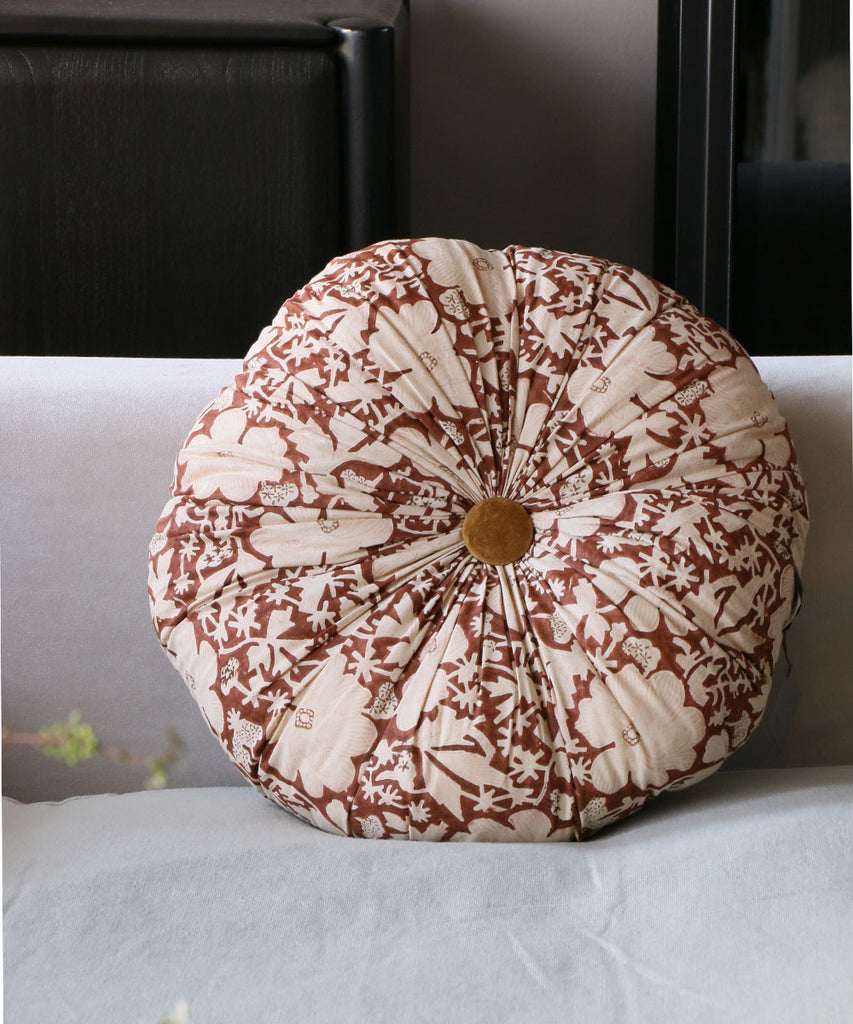 Beatrice LAVAL シルクベロアクッション・ラウンド・イザマルオレンジ