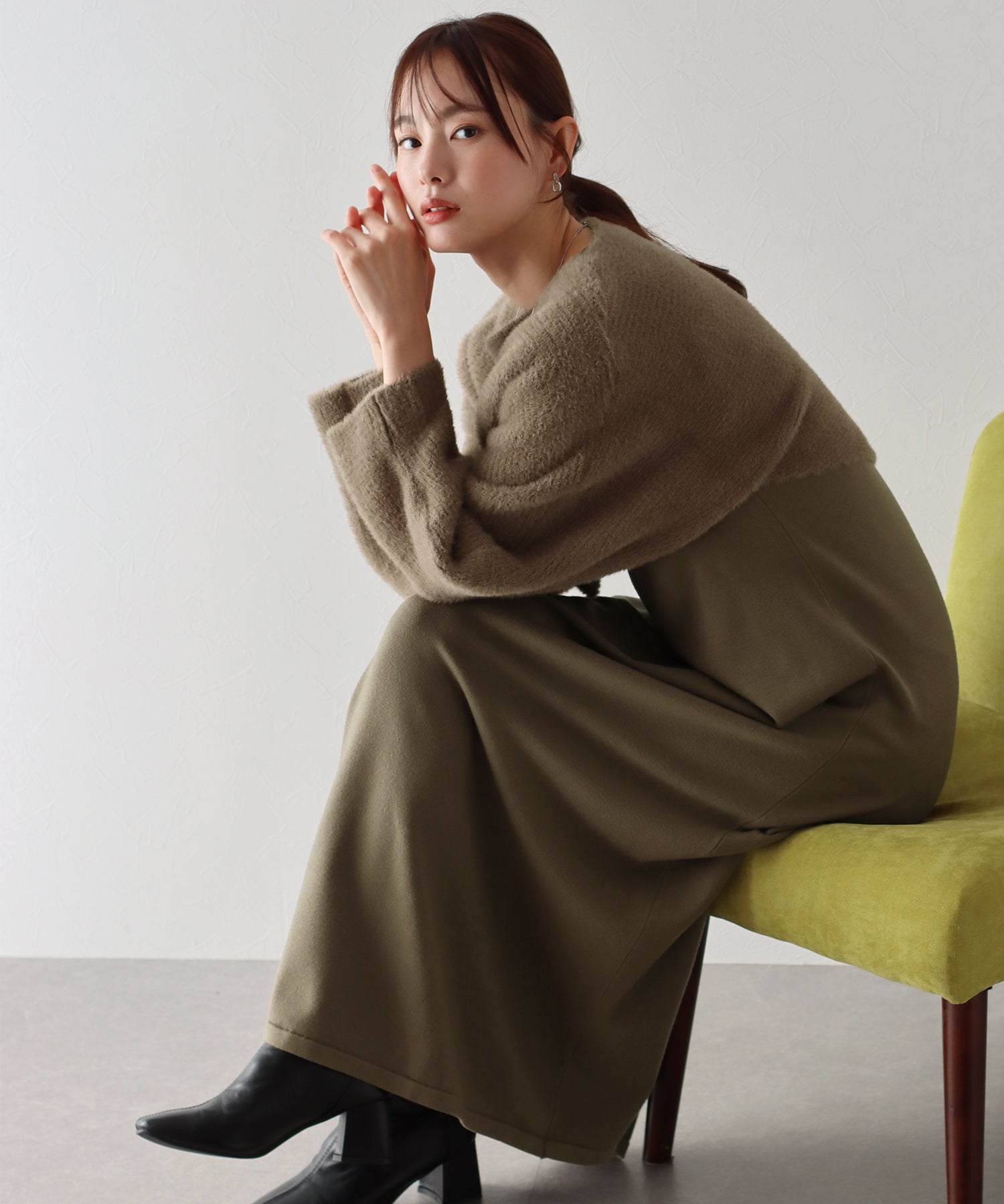 SALE】シャギークロスニット＆ノースリーブニットワンピース