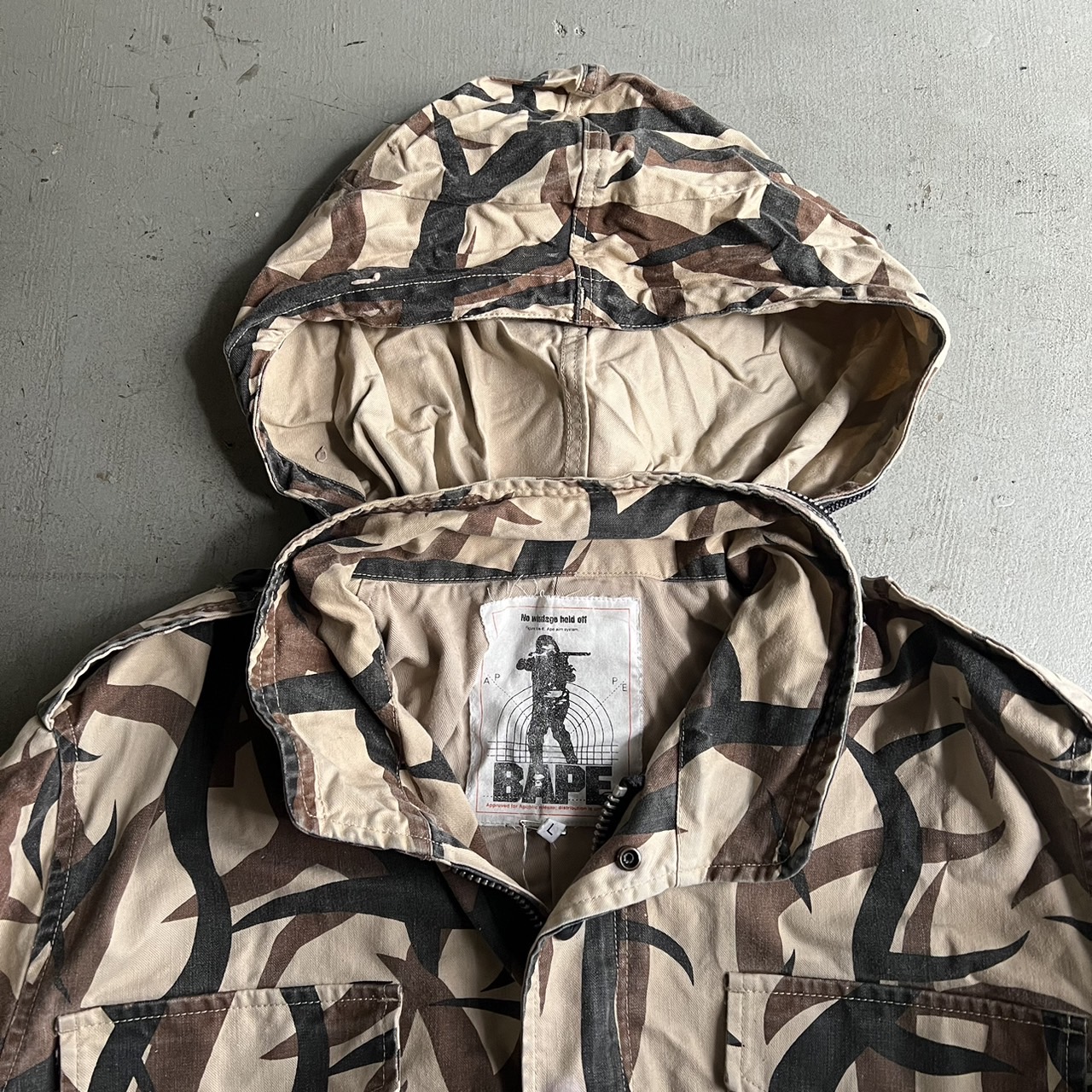 90s A BATHING APE Tribal Camo M65 Jacket - blue room