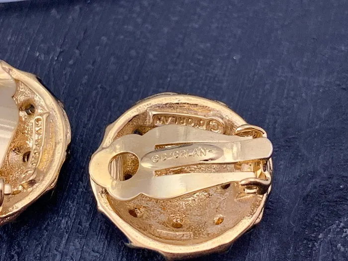 80s D'ORLAN ドーラン イヤリング ブラック グリーン ヴィンテージ