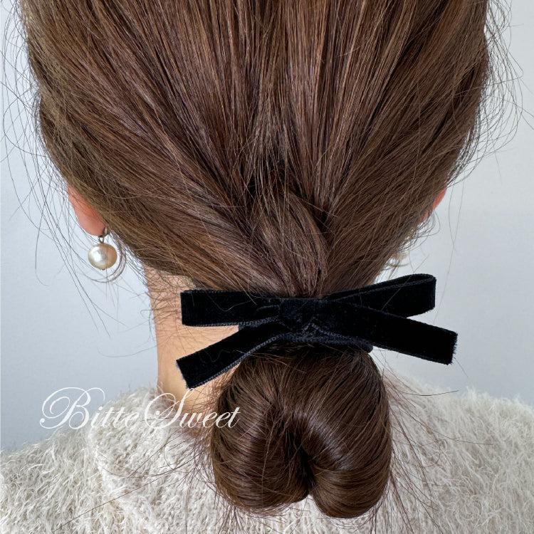 ac227tc】ベルベットリボン 選べる2タイプ ゴムタイプ・ピンタイプ