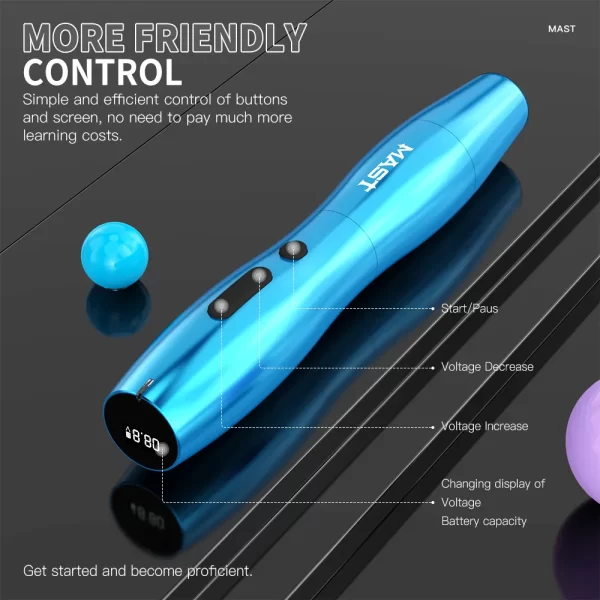 MAST P20 ピンク ワイヤレス タトゥー マシン キット / 2.5mm