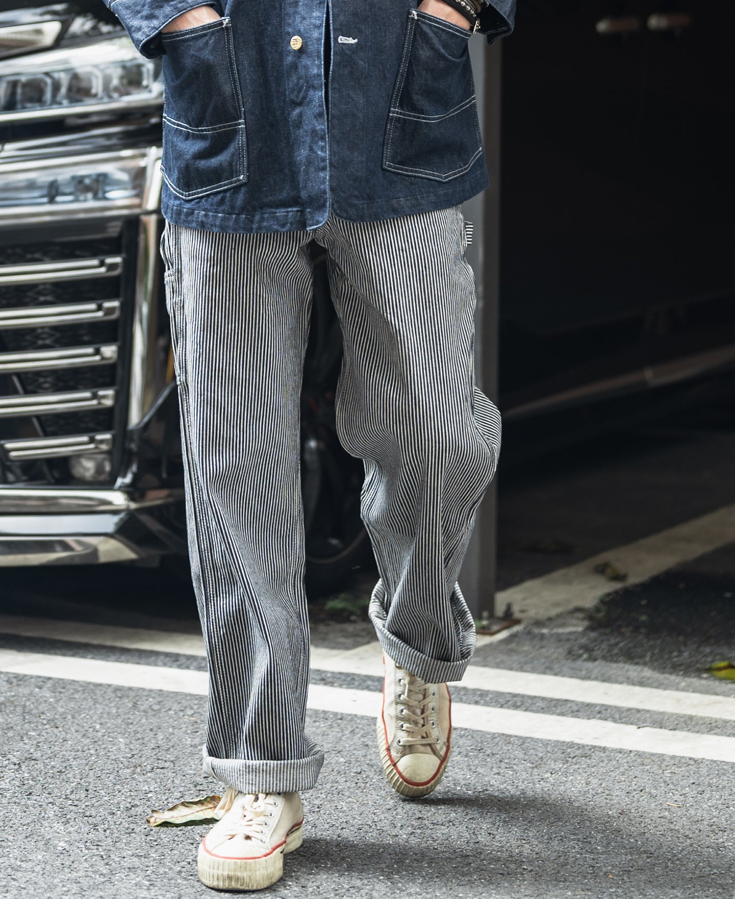 1930s Yarn-Dye Hickory Stripe Work Carpenter Pants | Bronson Mfg