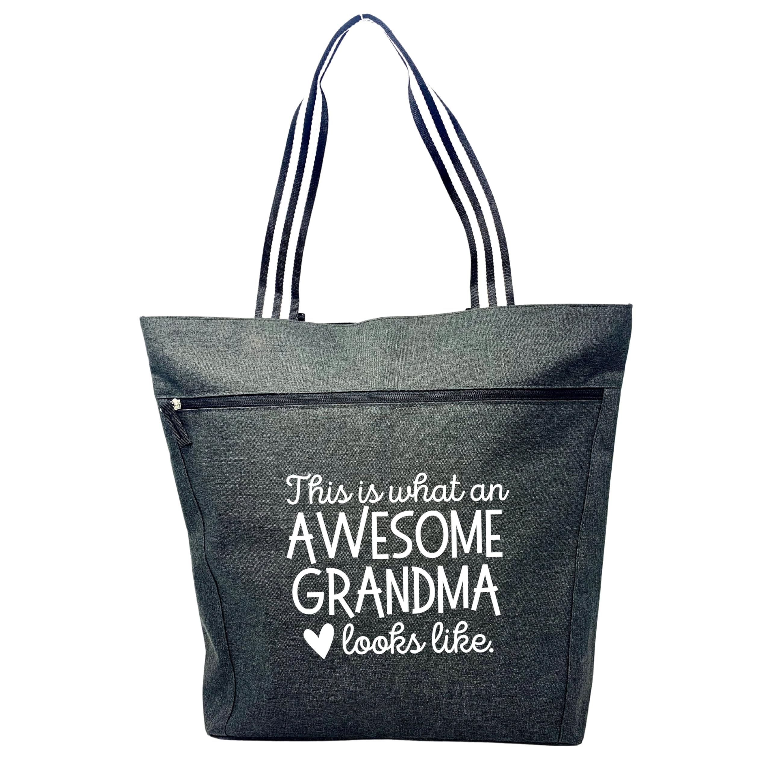 Large Zippered Tote Bag with Pockets for Grandmas, Grandmother