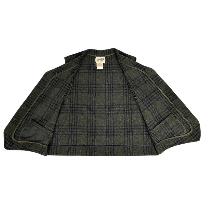HERMES】エルメス ジレ チェック柄 ベスト メンズ ウール ジャポンタグ