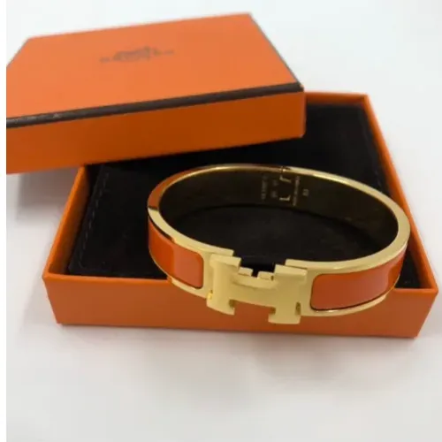 エルメス クリッククラックPM Hバングル オレンジ □Q刻印 ゴールド