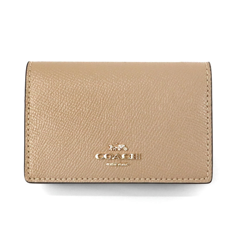 Brandol / COACH コーチ 名刺入れ レザー 無地 カードケース ベージュ