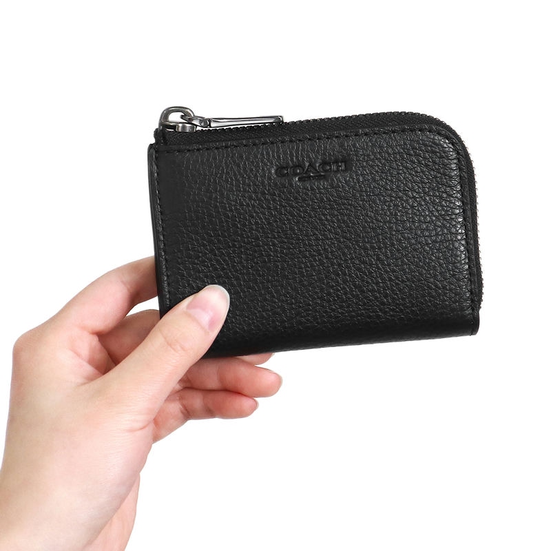 Brandol / COACH コーチ 小銭入れ レザー ジップ キー ケース ブラック