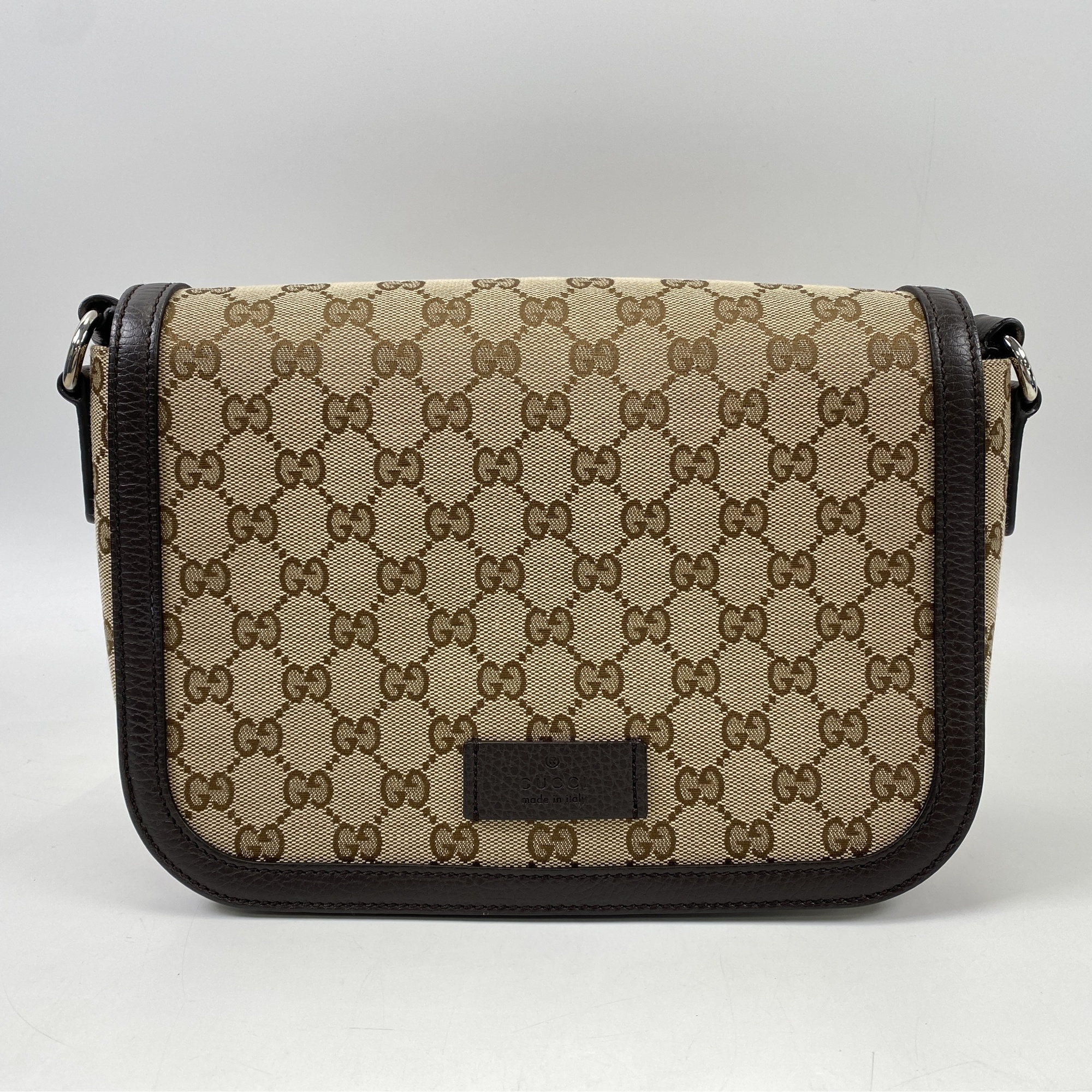 グッチ GGキャンバス メッセンジャーバッグ 茶 キャンバス×レザー