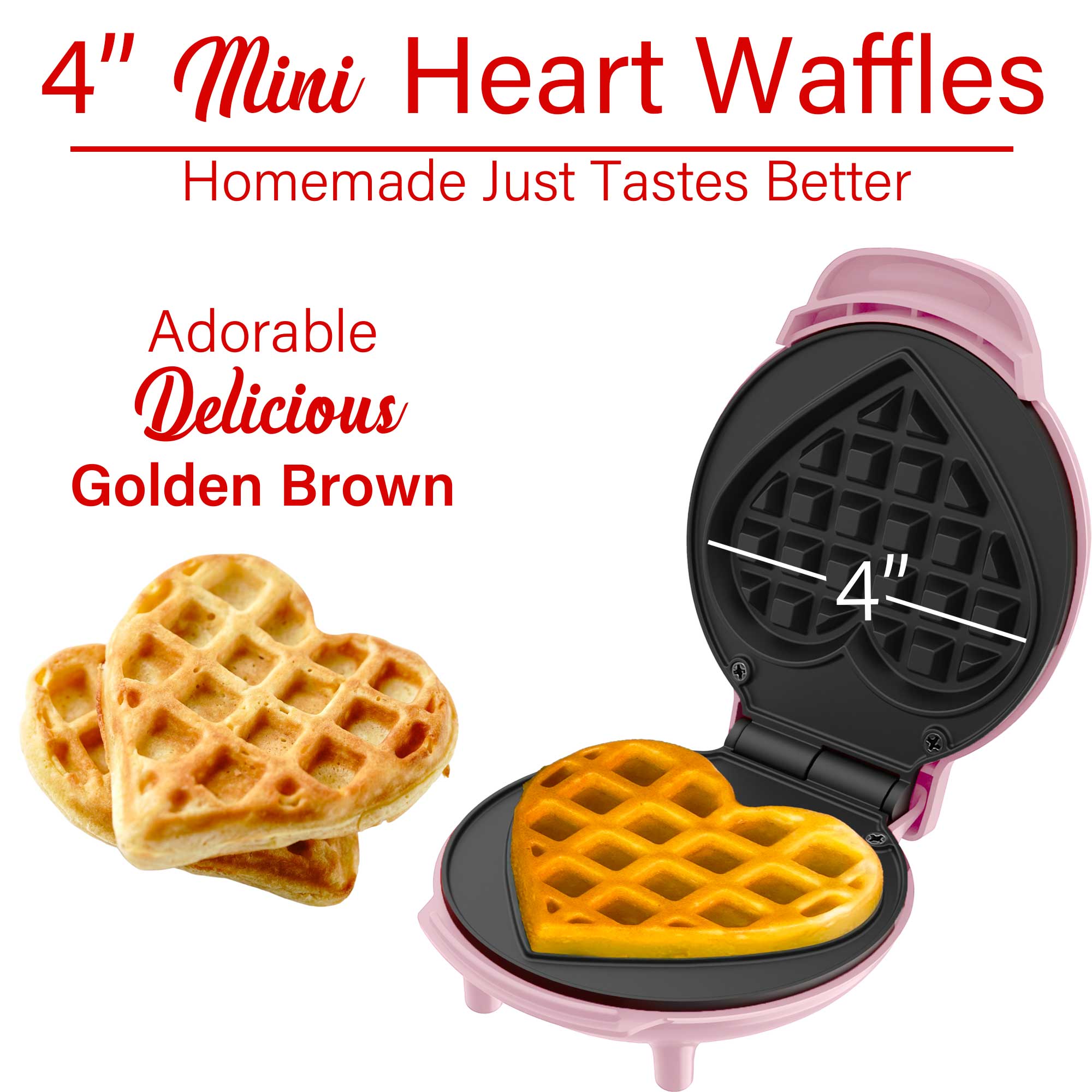 Brentwood TS-2144PK Non-Stick 4” Mini Maker for Waffles, Keto