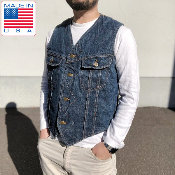 一点物 70s～80s USA製 Lee リー 内ボア デニム ベスト 裏ボア