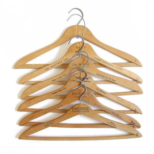 USA製/ビンテージ/希少/木製ハンガー/6本セット/ウッドハンガー/企業物
