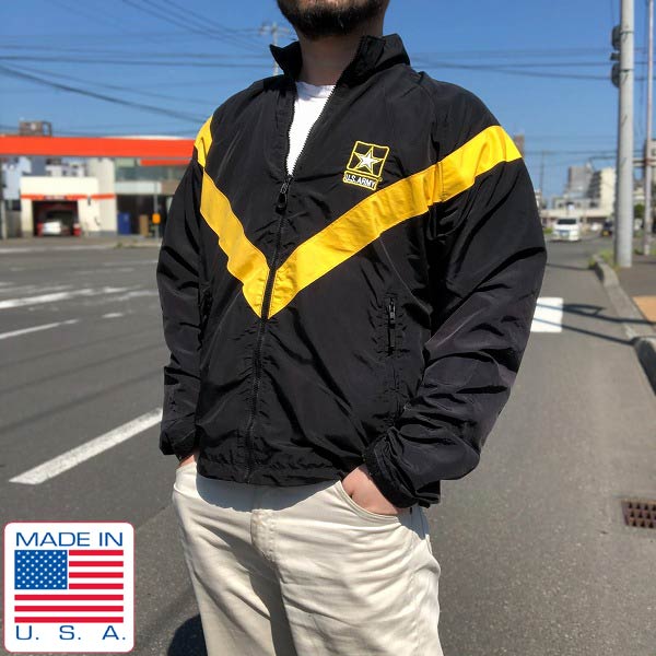 実物/米軍/US ARMY/APFU/切替フルジップ/ナイロン ジャケット/黒×黄色