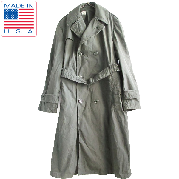 美品 70's USA製 実物 米軍 US ARMY レインコート 緑系 40R トレンチ