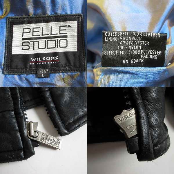 90s WILSONS LEATHER レザー ジャケット 黒 L シンサレート着脱