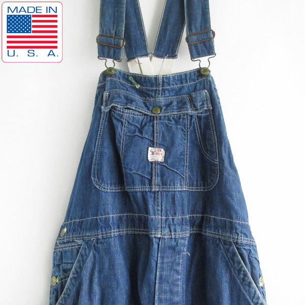 60s USA製 BIG BUCK デニム オーバーオール 実寸W38 ローバック