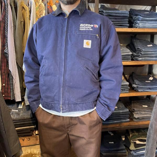 美品 90s USA製 carhartt デトロイト ジャケット JB102 紺系 XL程度 48