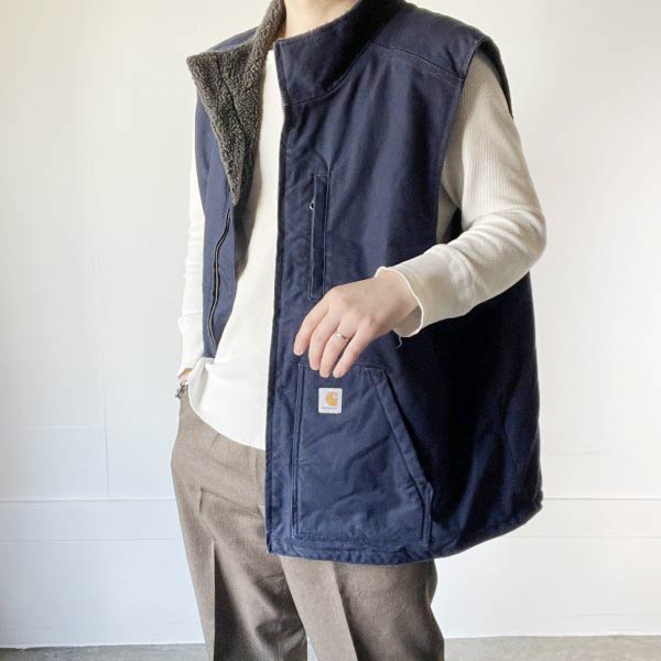 Carhartt 裏ボア ベスト | ダック 3XL ネイビー - 札幌 ビンテージ