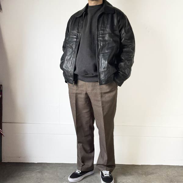 90s PERRY ELLIS ショートジャケット | 黒革のヴィンテージ - 札幌