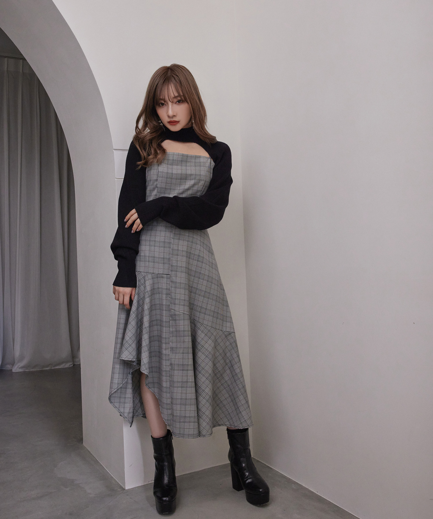 チェックキャミワンピアームニット SET – BUNNY APARTMENT